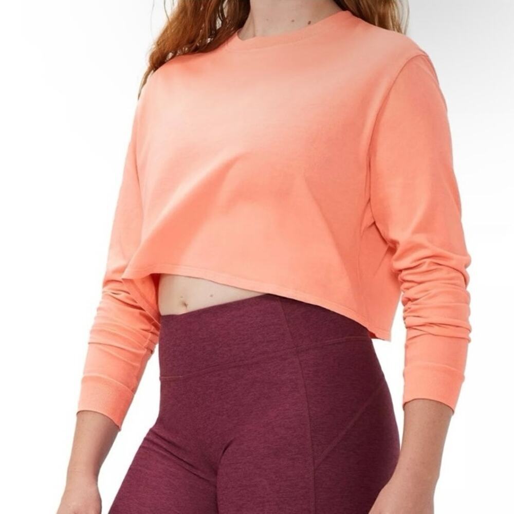 Outdoor Voices Women’s Everyday Crop Tee Ling Sleeve Melon Pastel Orange Sz M